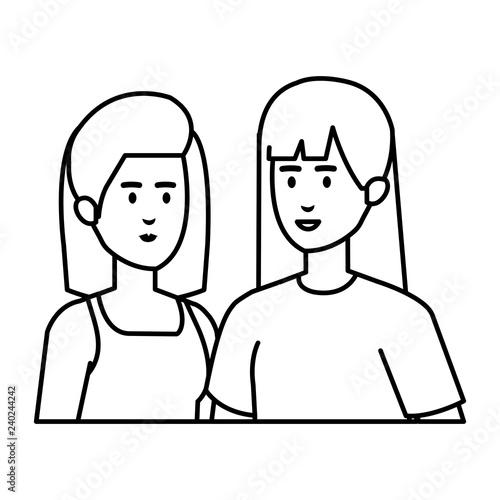 couple businesswomen avatars characters © Gstudio