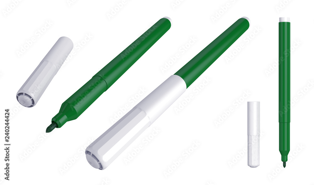 Markers isolated on white background, 3D rendering Markers isolated on white background, 3D rendering