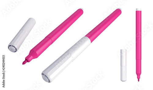 Obraz na płótnie Markers isolated on white background, 3D rendering