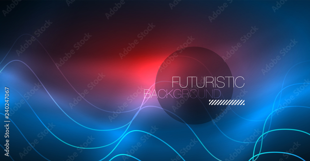 Glowing abstract wave on dark, shiny motion, Christmas and New Year magic space light. Techno abstract background Glowing abstract wave on dark, shiny motion, Christmas and New Year magic space light. Techno abstract background