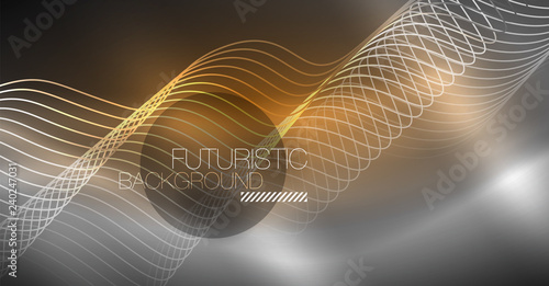 Neon lines wave background. Abstract composition