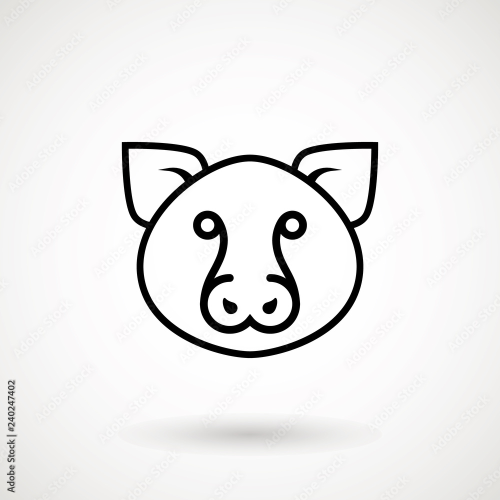 Pig line icon. logo Piglet face with smile in outline style. Icon of Cartoon pig head with smile. Chinese New Year 2019. Zodiac. Chinese traditional Design, decoration Vector illustration. Pig line icon. logo Piglet face with smile in outline style. Icon of Cartoon pig head with smile. Chinese New Year 2019. Zodiac. Chinese traditional Design, decoration Vector illustration.