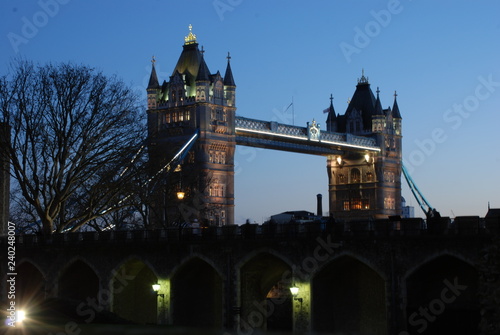 The iconic Tower Bridge at dusk near the Tower of London  UK