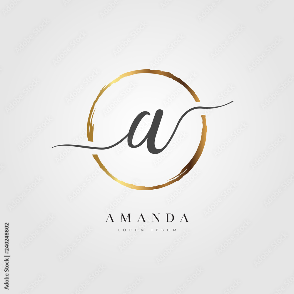 Elegant Initial Letter A Logo With Gold Circle Brushed Elegant Initial Letter A Logo With Gold Circle Brushed