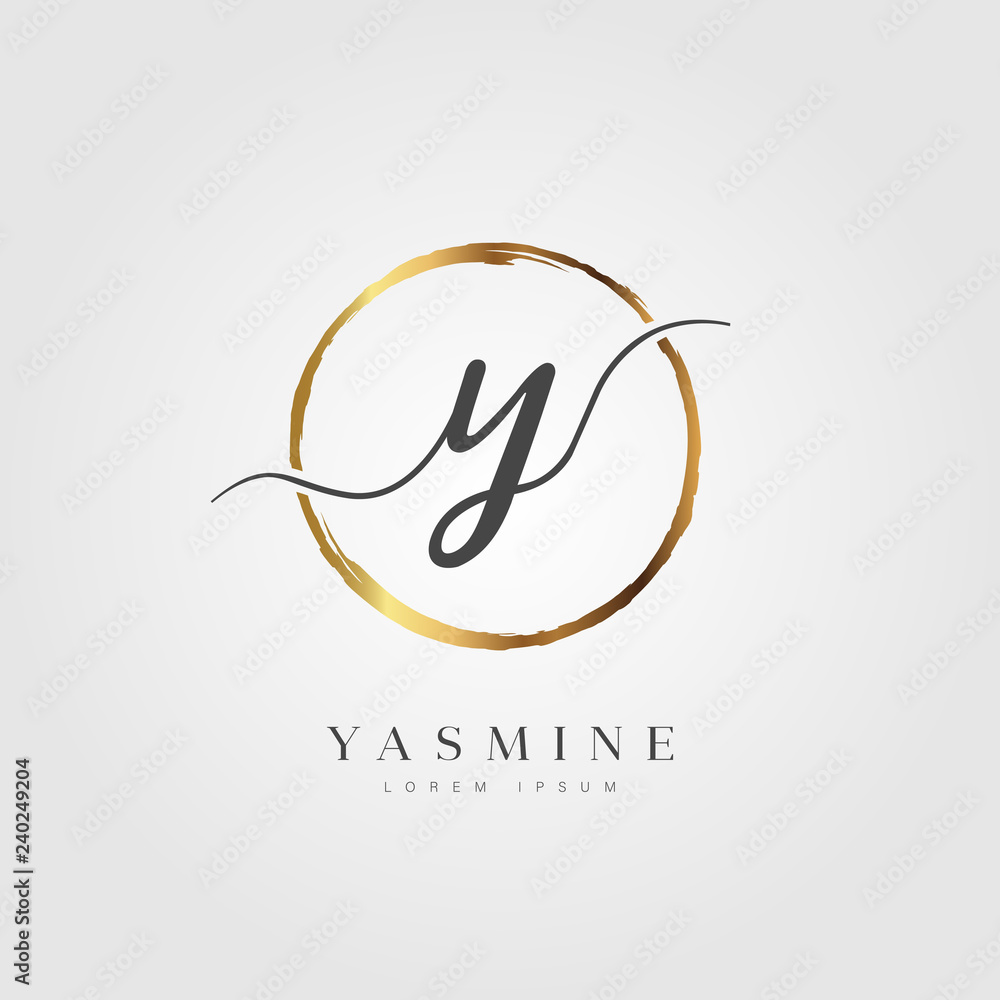 Elegant Initial Letter Y Logo With Gold Circle Brushed Elegant Initial Letter Y Logo With Gold Circle Brushed