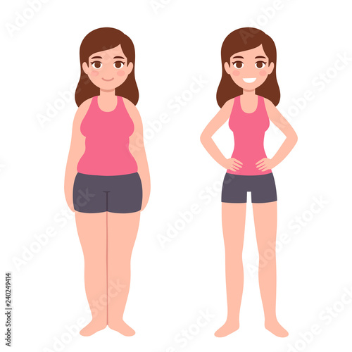 Overweight and slim woman