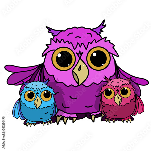 Illustration Owl with Owls