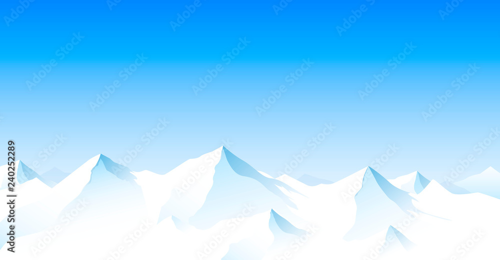 Mountain landscape, snowy mountain peaks