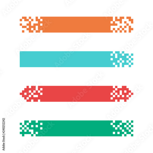 Set of colored modern pixel banners for headers. Banners ready for your text or design. Vector illustration.