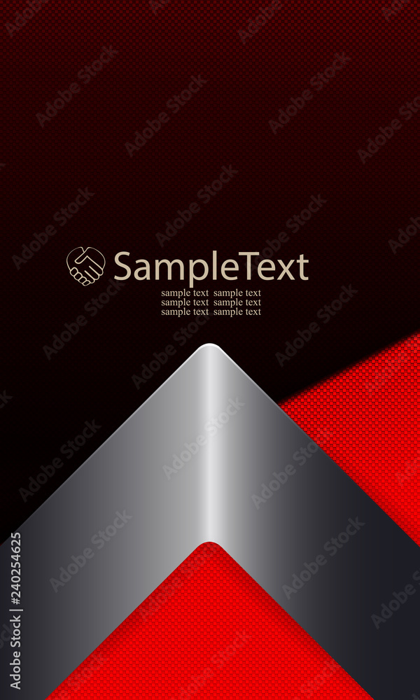 Geometric red, black design with a metallic hue arrow. Geometric red, black design with a metallic hue arrow.