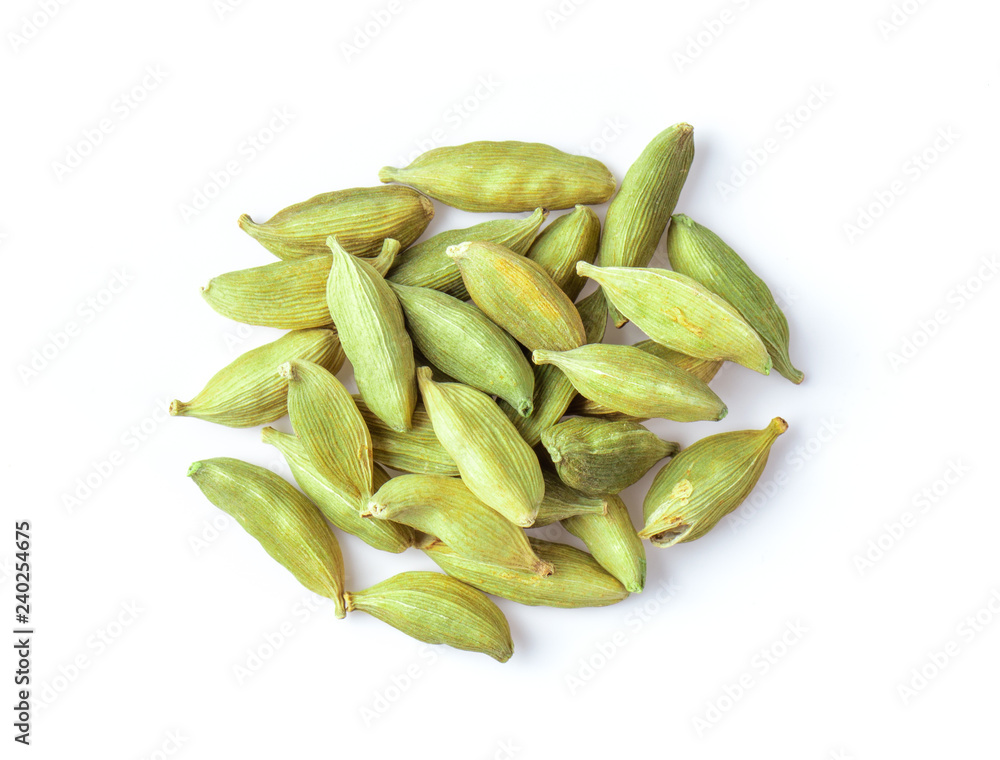 cardamom isolate on white background. top view cardamom isolate on white background. top view