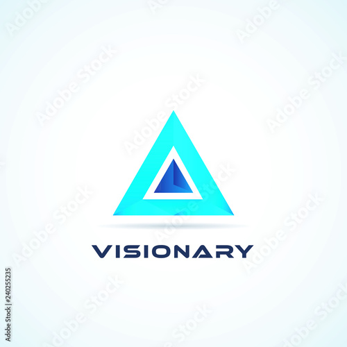 Abstract Blue Geometric Triangle Logo Sign Symbol Icon