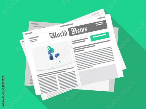 Newspaper. Flat design. Vector illustration