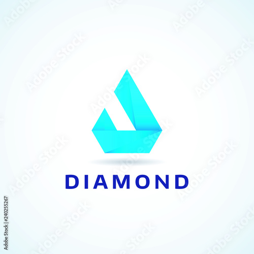 Abstract Blue Geometric Shape Logo Sign Symbol Icon