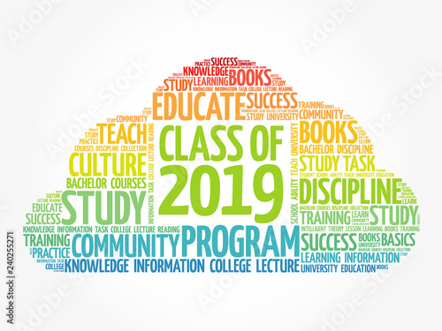 CLASS OF 2019 word cloud collage, education concept background