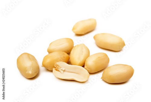 Fresh peanuts snack isolated on white background