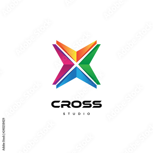 Free Download Abstract Colorful Rainbow Cross Logo Sign Symbol Icon - GFXLoad