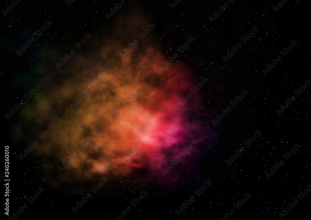 Fototapeta premium Far being shone nebula and star field. 3D rendering