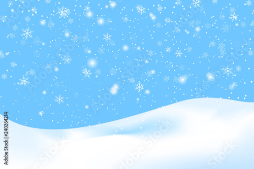 Falling snow background. Vector illustration with snowflakes. Winter snowing sky. Eps 10. © KrikHill