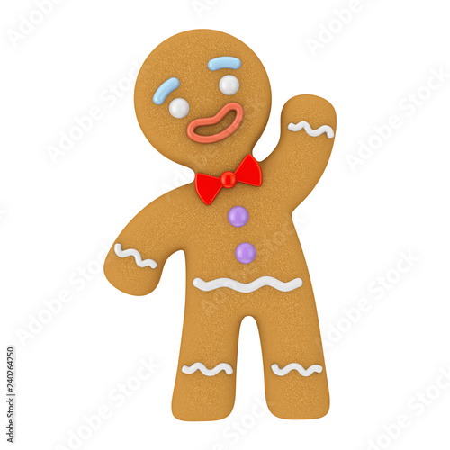 Holiday Decorated Classic Gingerbread Man Cookie. 3d Rendering