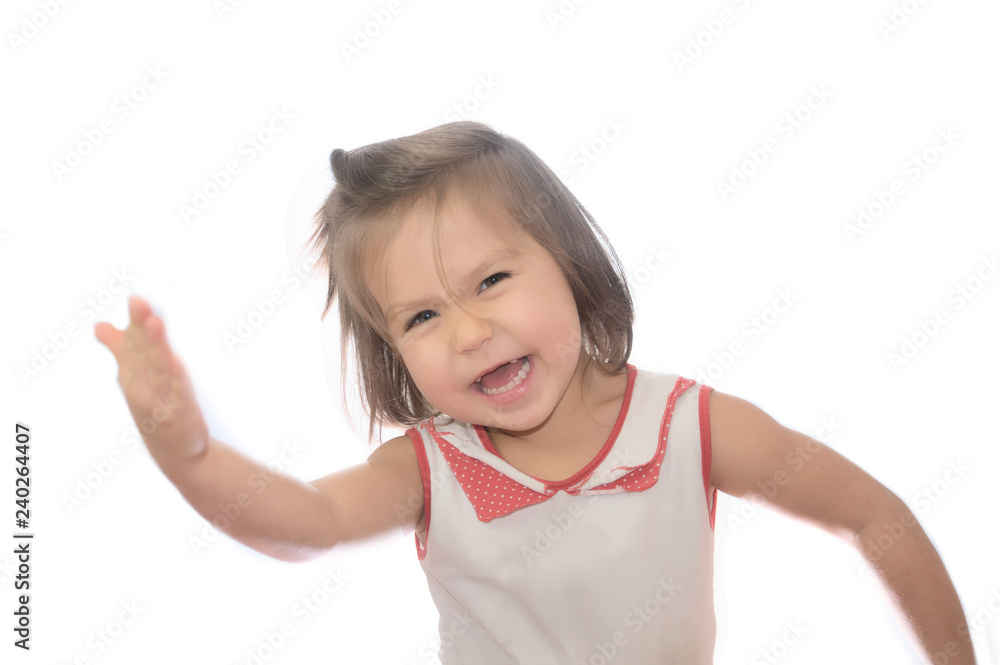 funny little girl portrait happy smiling isolated on white background funny little girl portrait happy smiling isolated on white background