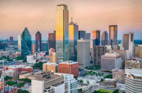 Dallas City Skyline Sunset