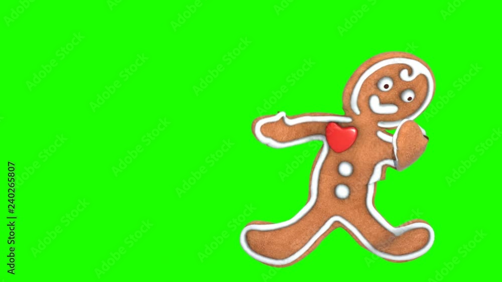 Cute Gingerbread man dancing salsa isolated on green screen. Seamless funny Christmas animation with chroma. Cute Gingerbread man dancing salsa isolated on green screen. Seamless funny Christmas animation with chroma.