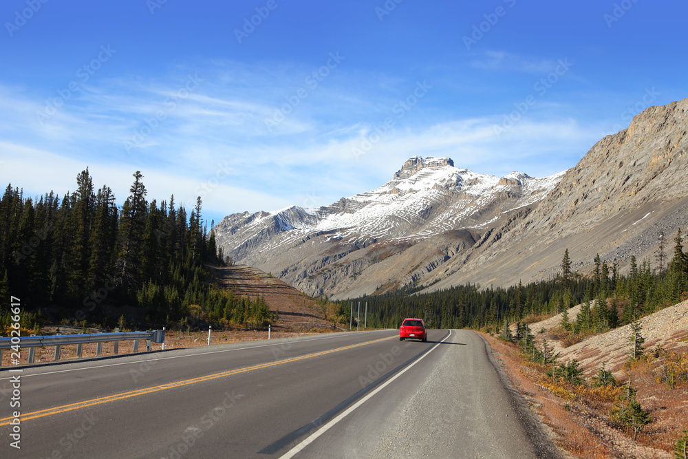 Scenic road Ice fields parkway in Jasper national park