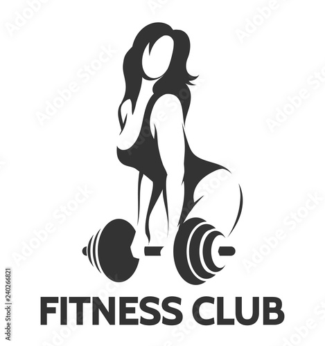 Bodybuilder woman with barbell