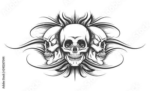 Three Skulls Tattoo Illustration