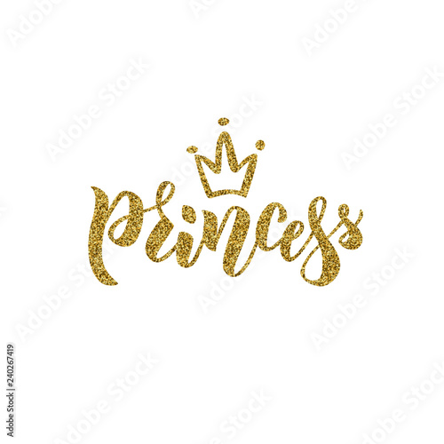 Little Princess  hand lettering text for clothes  t-shirts. Kids badge  tag  icon. Great for card  invitation  poster  banner template. Celebration lettering typography. Vector.