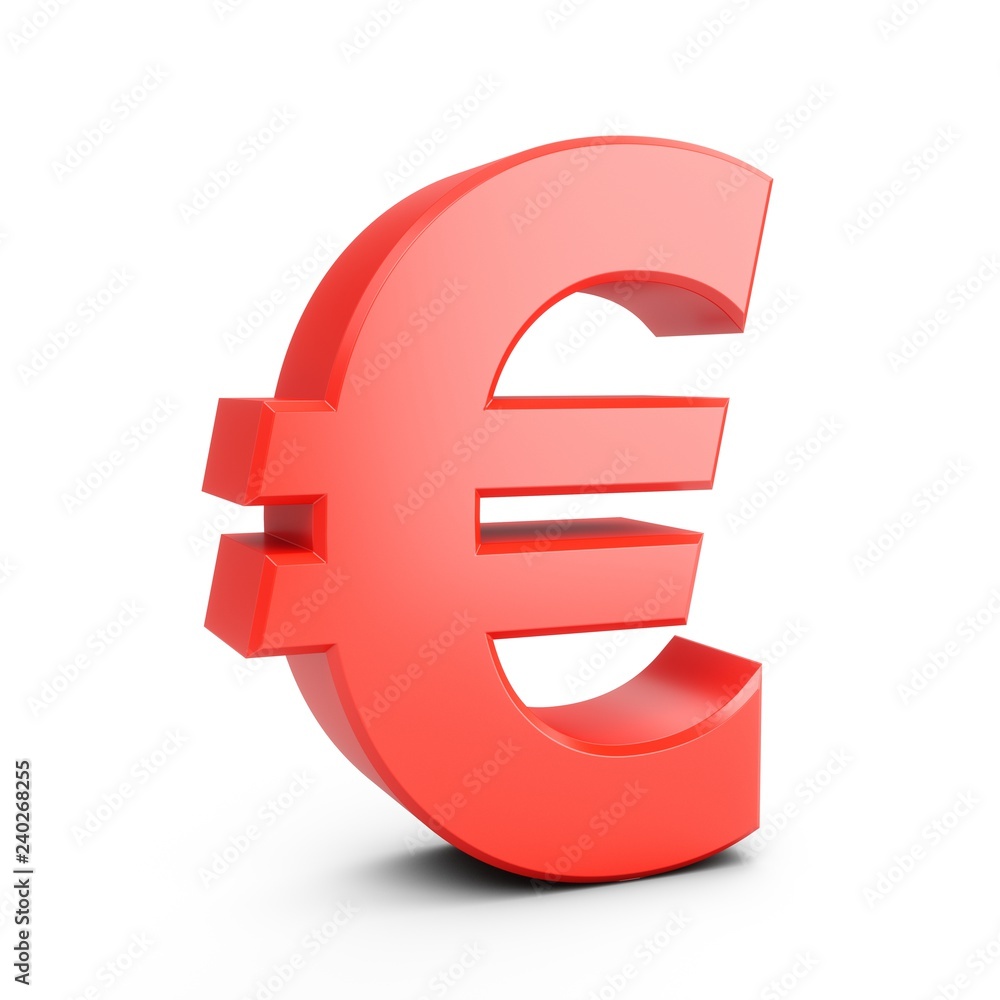 3D Rendering Red Euro Sign isolated on white background 3D Rendering Red Euro Sign isolated on white background