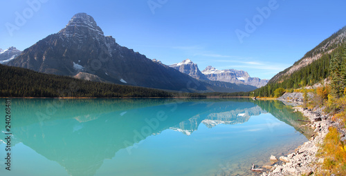 Scenic Bow lake landscape in Banff national park