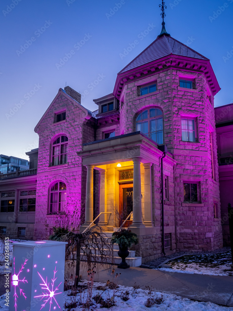 Old sandstone mansion in Calgary Alberta which is now a museum.