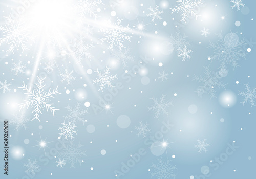 Christmas background concept design of white snowflake and snow in winter with copy space vector illustration © ArtBackground