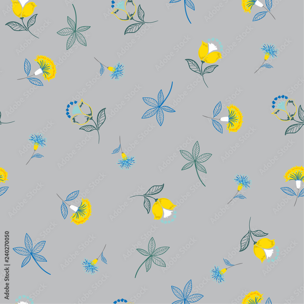 Folk Flower pattern in the many kind of flowers.Botanical . Seamless vector texture. Elegant template for fashion prints.