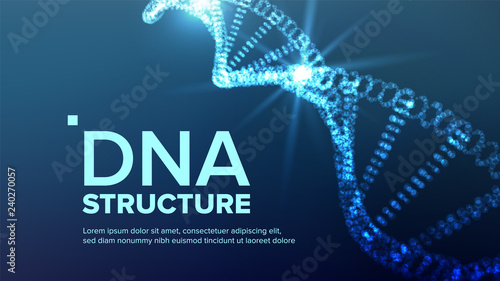 Dna Structure Vector. Futuristic Code. Biotechnology Concept. Biochemistry Flyer. Illustration