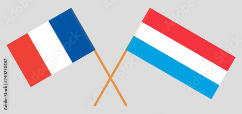 Luxembourg and France. The Luxembourgish and French flags. Official proportion. Correct colors. Vector