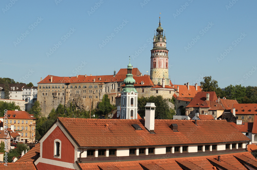 view of old town of cesky krumlov, czech republic