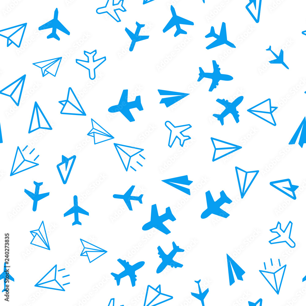 Travel, plane, aircraft, transport concept. Seamless vector EPS 10 pattern