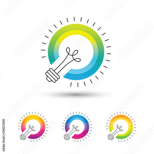 Bright colorful light bulb logo set on white background.