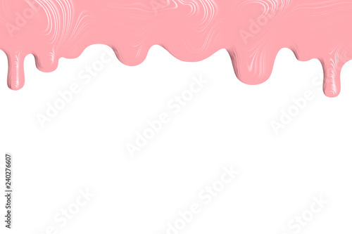 Pink ice cream or yoghurt drips. 3D rendering.