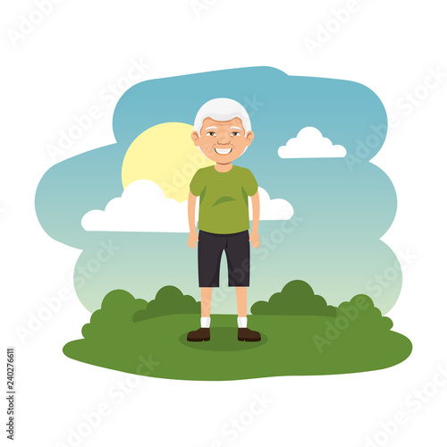 old man in the camp scene