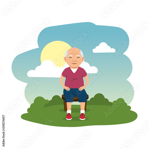 old man in the camp scene