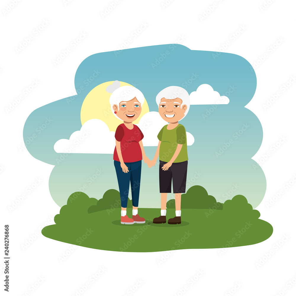 grand parents couple in the camp scene grand parents couple in the camp scene