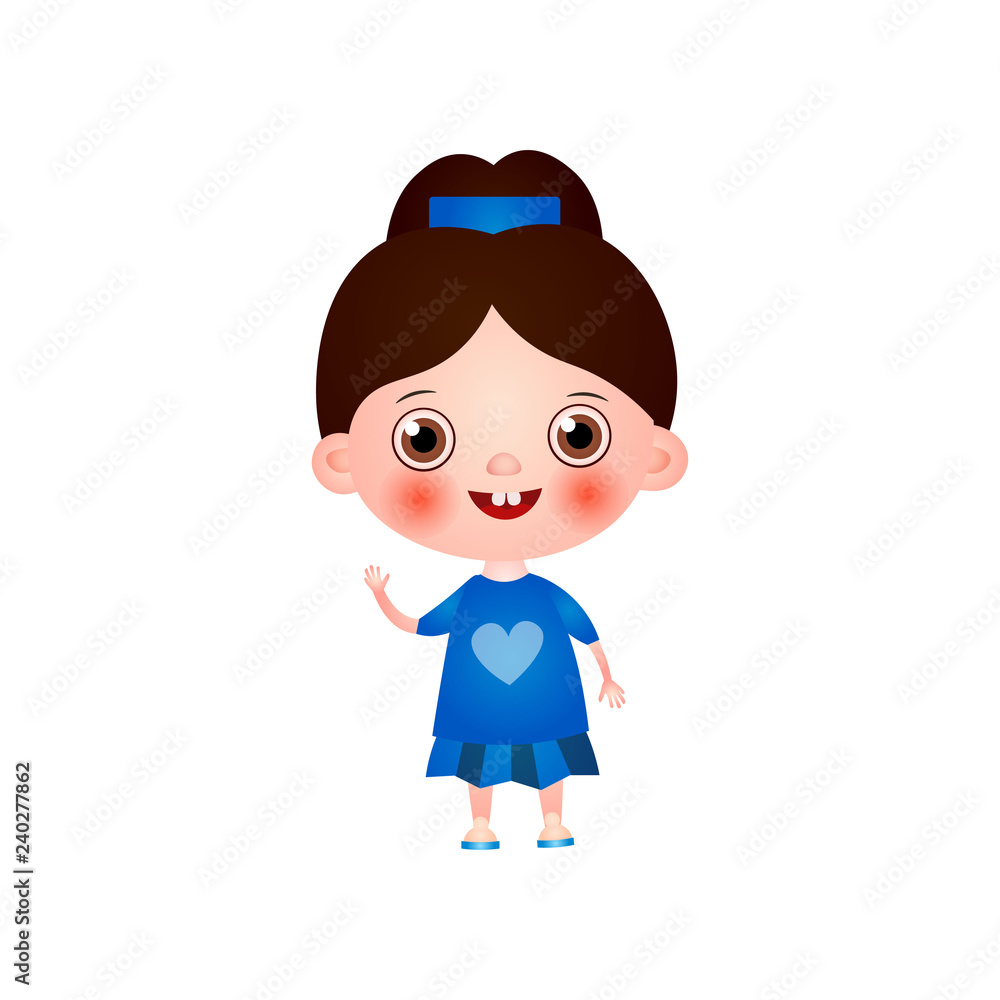 Funny cute little girl with funny haircut spends his free time having fun and playing. Funny cute little girl with funny haircut spends his free time having fun and playing.