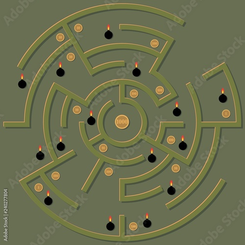 An impassable labyrinth with treasures and traps.