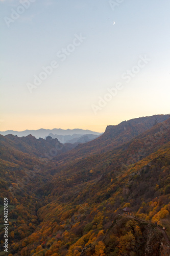 Mountain Canyon fall On the gold Sunset