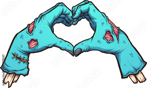 Valentine zombie hands forming a heart shape. Vector clip art illustration with simple gradients. All in single layer.  photo