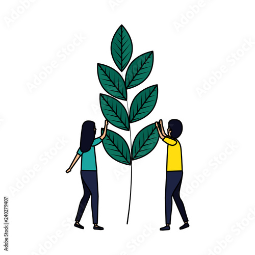 business couple with plant